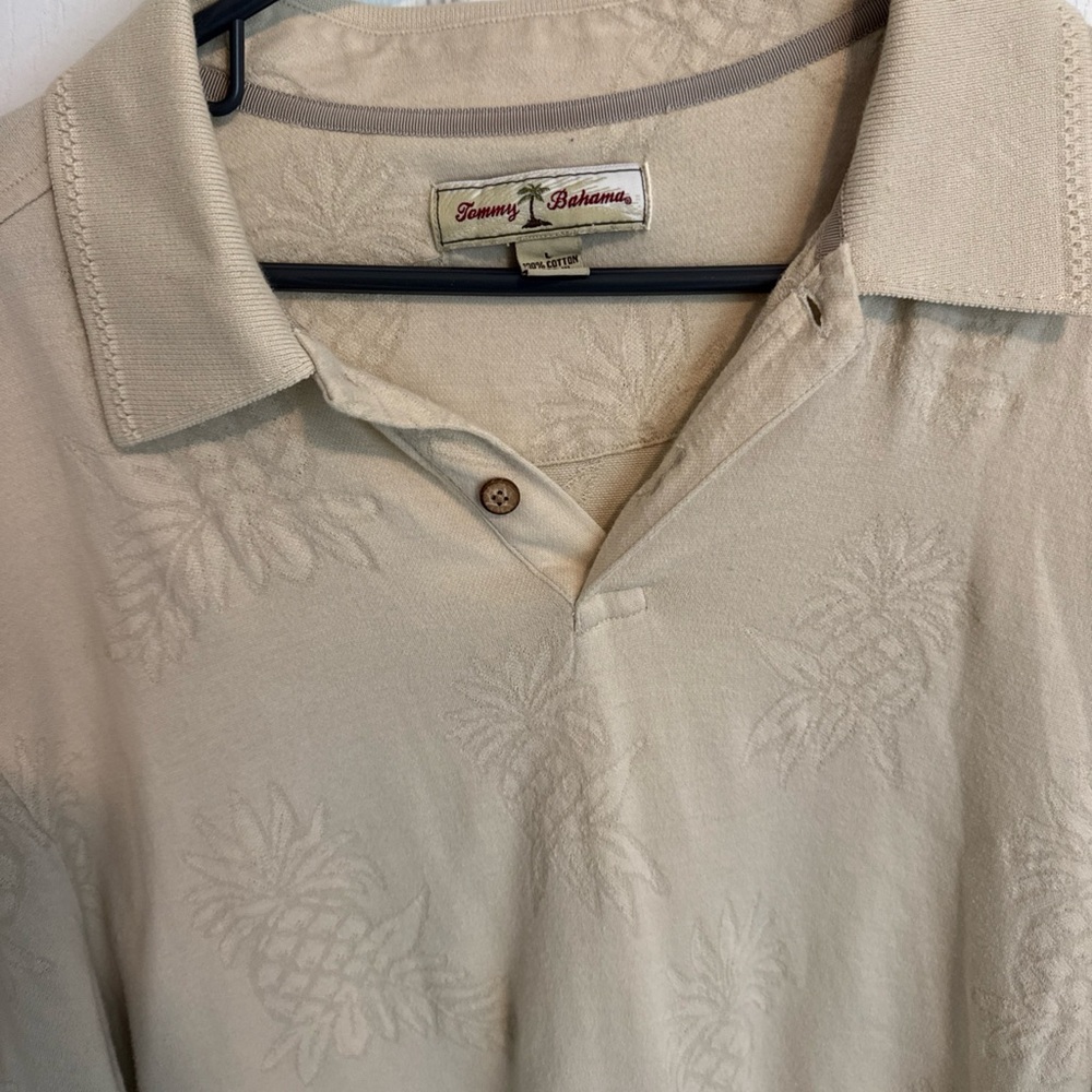 Tommy Bahama Cream Polo with Pineapple Design